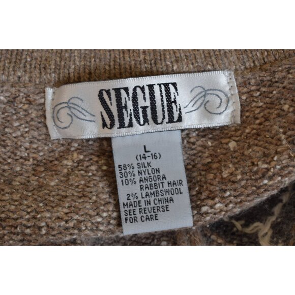 IMPERFECT Vintage 80s/90s Argyle Silk‎ Blend SEGUE Cardigan size L - Picture 8 of 10